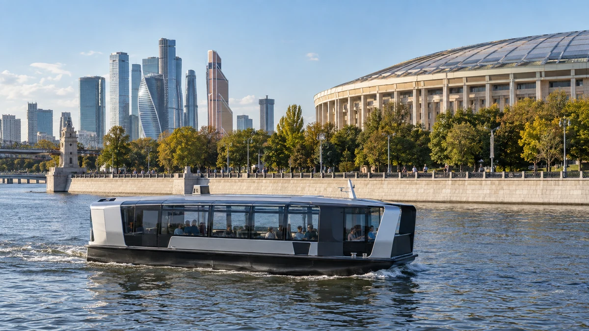 Московское электросудно на маршруте у Лужников