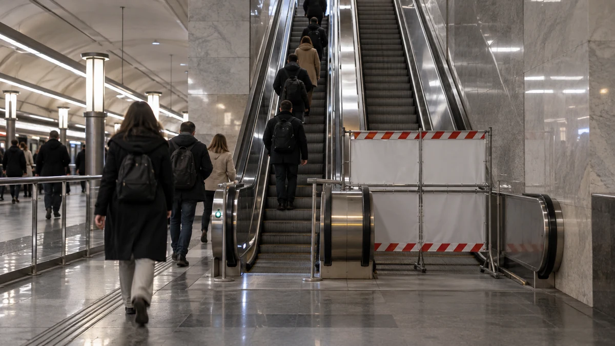 Ремонт эскалатора на станции московского метро